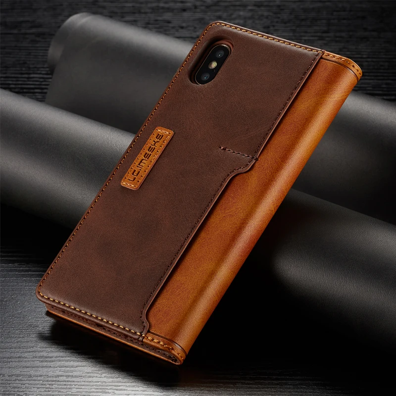 

For iPhone X XR XS Max Magnetic Flip Wallet Card Stand Case Business Luxury Leather+Soft TPU For iPhone 8 7 6 Plus Cover