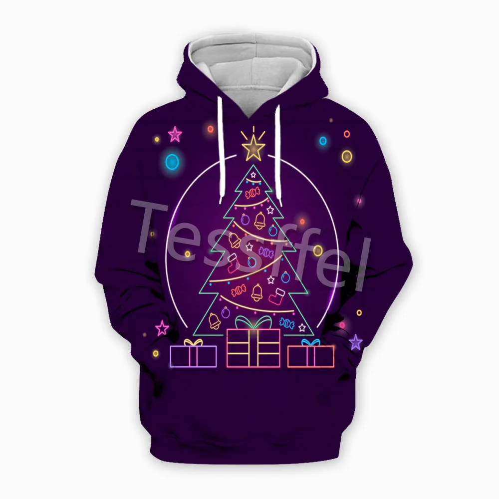 

Tessffel Christmas Day Trendy Clothing Fun Santa Neon Sweatshirt Zipper Hoodie Men and Women Winter Sweater Pullover Style6