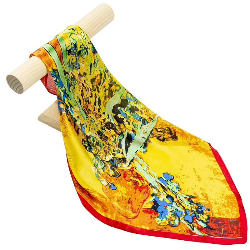 Шарф женский из натурального шелка бандана платок для волос Шелковый головной