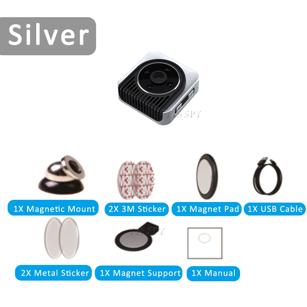 Silver Мини-камера Wifi Espia DVR видеокамера магнитное тело IP микро камера движения Беспроводная P2P ночного видения Поддержка Скрытая TF карта - Цвет: Silver