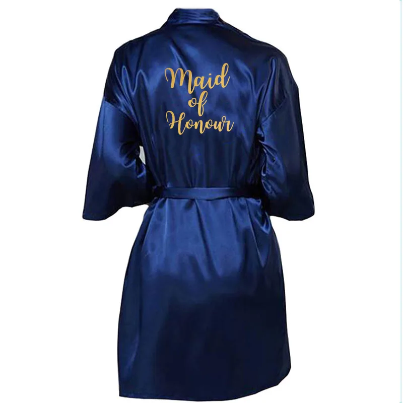 navy blue maid 10 цветов кимоно свадебные пижамы Свадебный халат Подружка невесты матрон Подружка невесты мама сестра невесты Халаты отряд "невеста" Подарки - Цвет: navy blue maid
