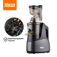 MIUI Extracteur de jus Presse à froid en spirale à 7 étages Technologie brevetée sans filtre Machine à jus de fruits et légumes commerciale électrique facile à nettoyer Super moteur AC - Gris et noir avancés