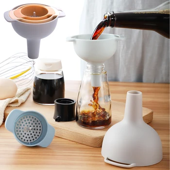 

4-in-1 Funnels Set Oil Funnel Strainer Kitchen Tools Oil Water Spices Wine Flask Filter Funnel Plastic Kitchen Accessories Gifts