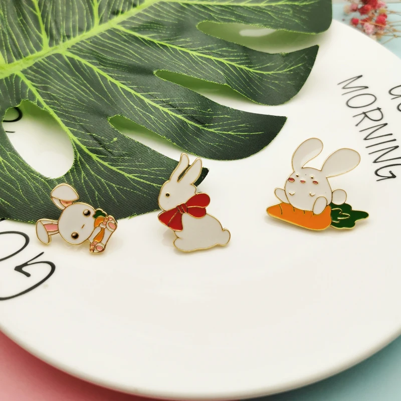 

5pcs Kawaii Alloy Enamel Pins Cartoon Animals Brooches Rabbit Lapel Pin Custom Badges Gift For Girl Coat Shirt Bag Jackets YZ800