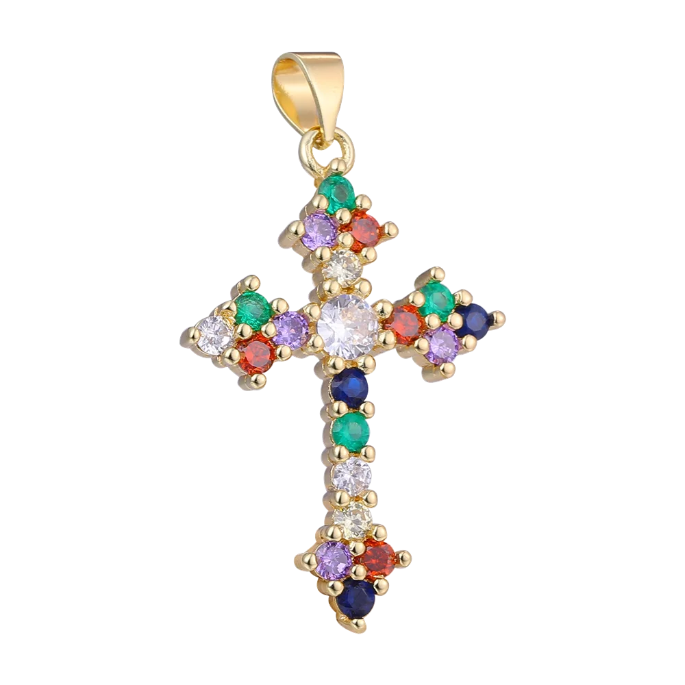 Juya DIY 18K Echtgold vergoldet Großhandel Christian Kreuz Charms für handgemachte Weihnachten religiöse Rosenkranz Anhänger Schmuckherstellung – Detail 18