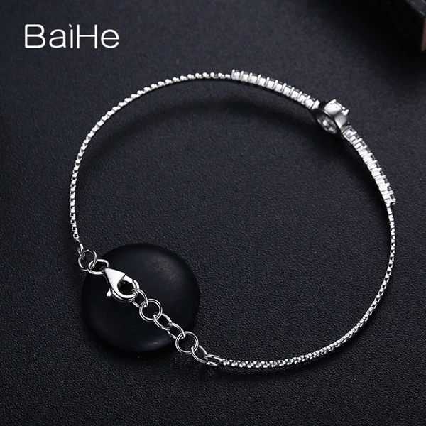 BAIHE Solid 18K Белое Золото SI/H Круглый всего 0.51CT натуральными бриллиантами Женская цепочка Свадебные модные ювелирные изделия Подарочный браслет