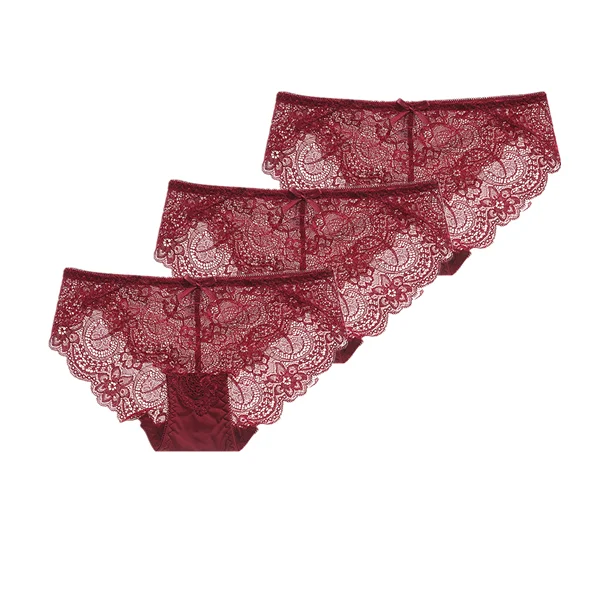 As shown 3 шт./лот, сексуальное кружевное нижнее белье для женщин, прозрачные трусики с низкой талией, хлопковые трусы с шаговым швом для девочек, дышащее бесшовное нижнее белье - Цвет: As shown