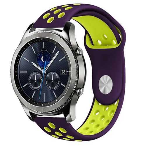 Gear S3 Frontier ремешок для спортивных часов для samsung Galaxy watch 46 мм 42 мм ремешок 22 мм 20 мм силиконовый ремешок amazfit bip браслет аксессуары - Цвет ремешка: purple green