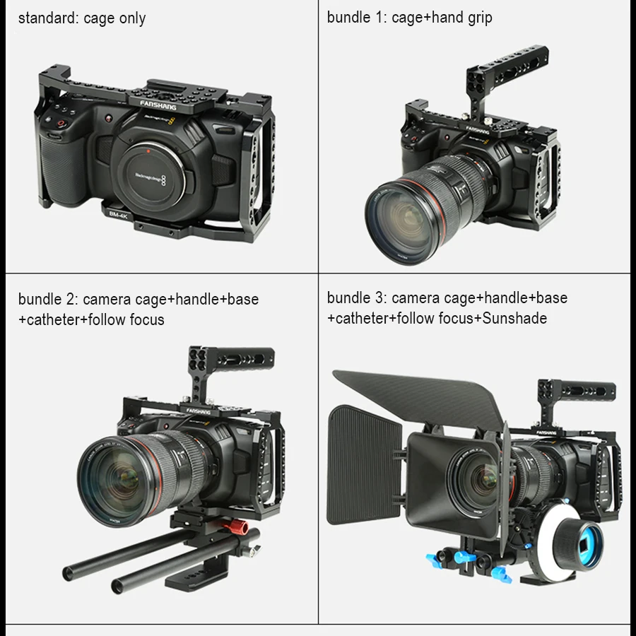 Viltrox камера клетка для Blackmagic Карманный кинотеатр камера BMPCC 4K Защитная клетка камера установка с 1/4 ''3/8'' винт Наплечная установка