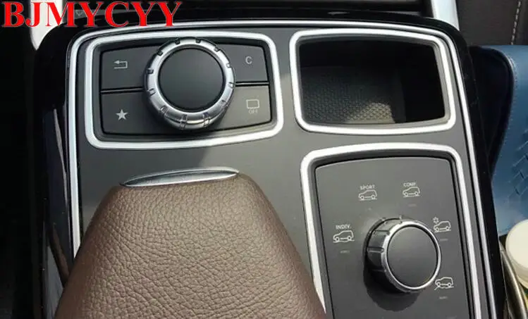 BJMYCYY для Mercedes Benz ML W166 GL X166 2012 до автомобильный стакан для воды мульти-переключатель мультимедиа Кнопка рамка Крышка отделка внутренний 3 шт