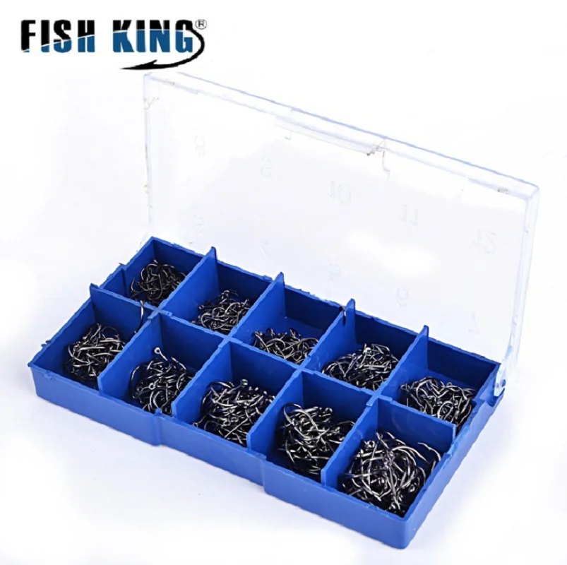 Fish King500 шт. 3 #-12 # серебристые черные золотистые рыболовные крючки для