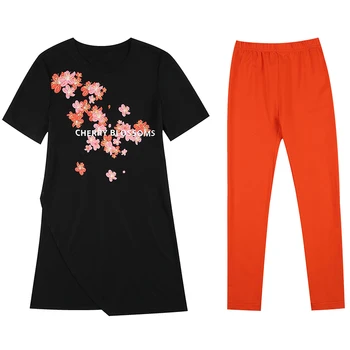 

Summer Clothes Leggings Suit Women Large Plus Size 5XL sports set Top And Pant Two Piece Set Sportwear Tracksuit Matching outfit