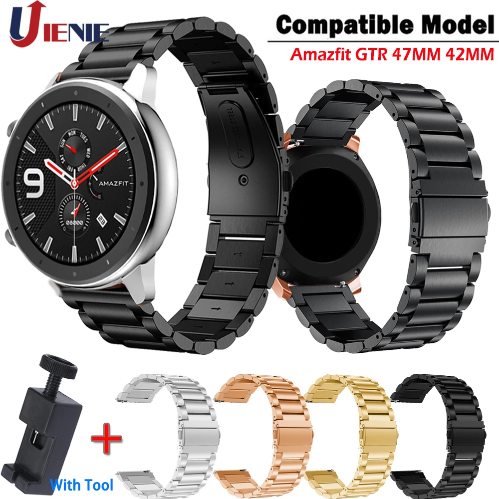 Браслет из нержавеющей стали для Xiaomi Huami Amazfit GTR 47 мм 42 мм/Stratos 2 2S/PACE смарт браслет