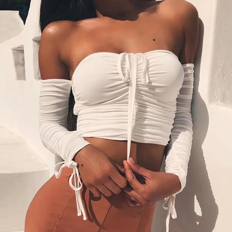 

Sexy Women Off Shoulder Crop Top Evening Party Club tunique femme Ladies tassels Vestd dames fashion Tank tee streetwear