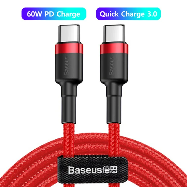 thumbnail image 1 of Cable USB C a USB tipo C Baseus de 100 W, carga rápida PD, 5 A, 2 m, para MacBook, Samsung, Xiaomi POCO, 1 of 5