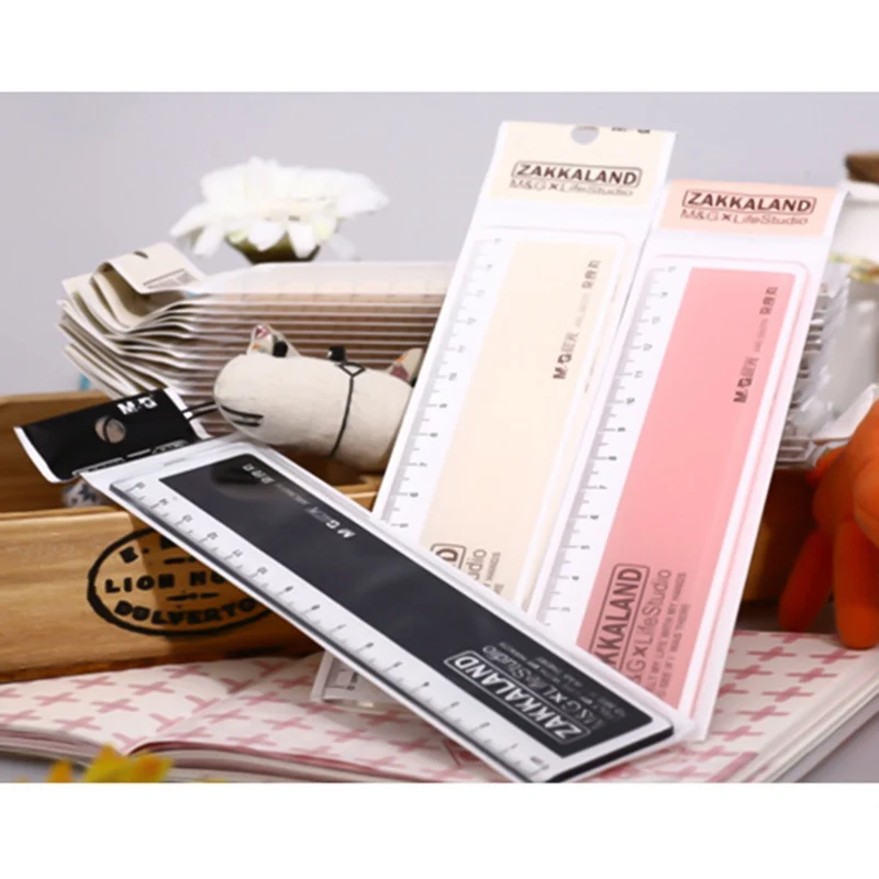 15cm Cute Kawaii Drawing Templates Ruler Plastic Ruler Office School Supplies For Staudent Stationery Gift Color Random