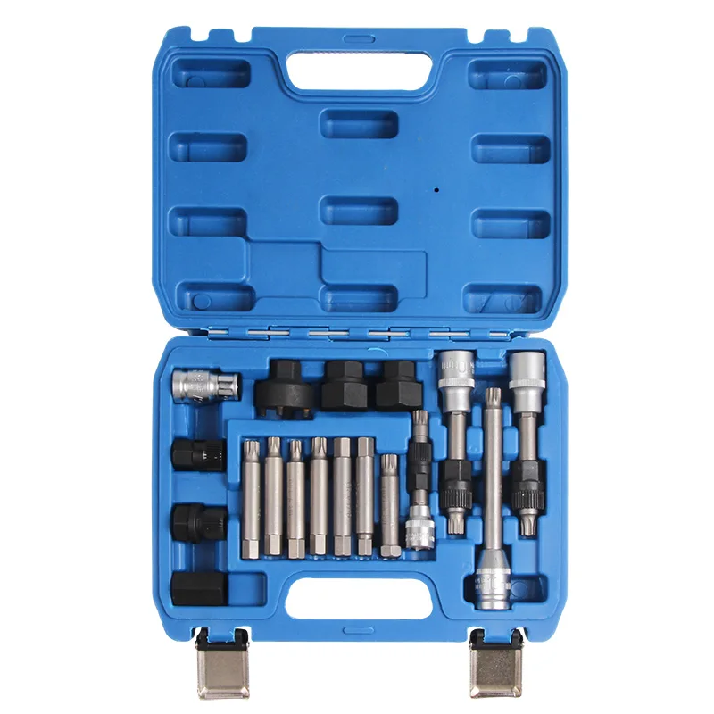 VT01318 Car Alternator Pulley Service 18pcs Decoupler Decoupling Puller Insert Bit Socket Set Removal Tool Kit