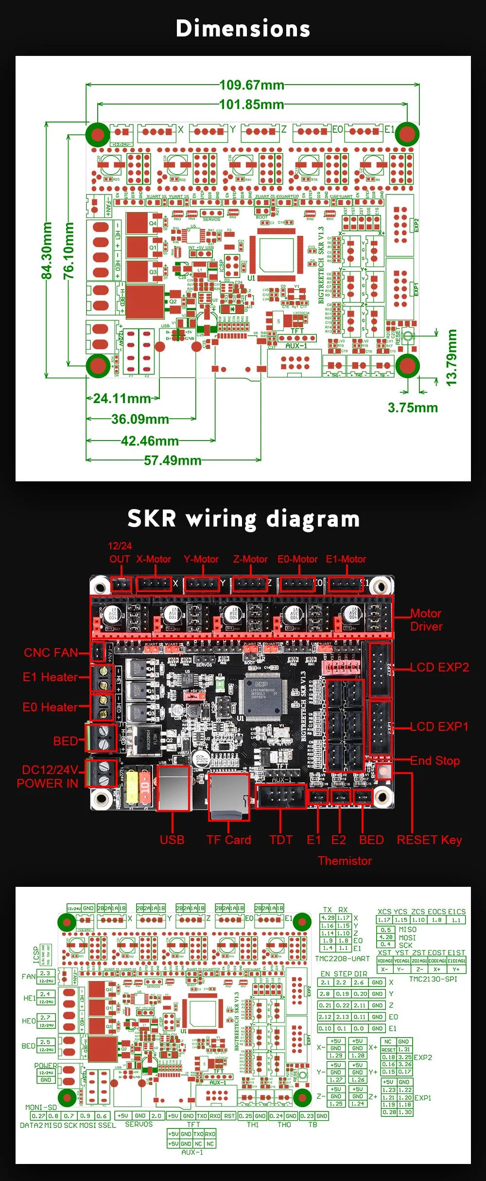 BIGTREETECH SKR V1.3 плата управления 32 бит ARM cpu 32bit материнская плата сглаживающая плата для 3D-принтера части Reprap