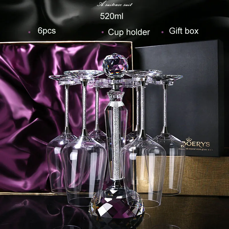 M04 520ml Silver Европейский роскошный хрустальный Алмазный Кубок для шампанского бокал для вина Романтические свадебные бокалы Подарочная коробка вечерние посуда для напитков - Цвет: M04 520ml Silver