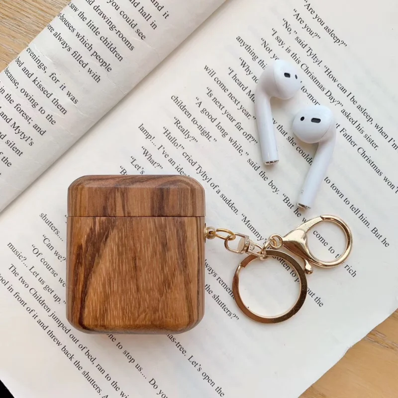 Для AirPods жесткий защитный чехол из твердой древесины крышка, чехол противоударный чехол для Apple наушники зарядная Коробка Чехол с орнаментом
