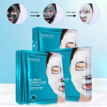 

10Pcs Detox Oxygen Bubble Facial Mask Moisturizing Amino Acid Bamboo Charcoal Black Face Mask Sheet tender Skin Care mascarillas