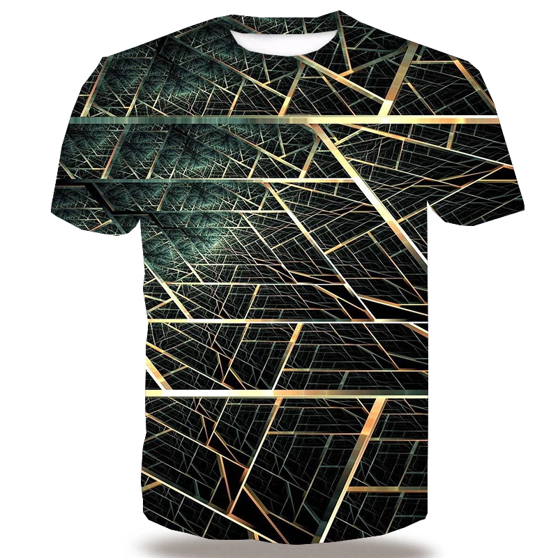 

UNEY Interlaced Metal T Shirt For Men US Size 3D Shirt Men's 3D Pattern Tees Short Sleeve Summer 2020 New Top Tees