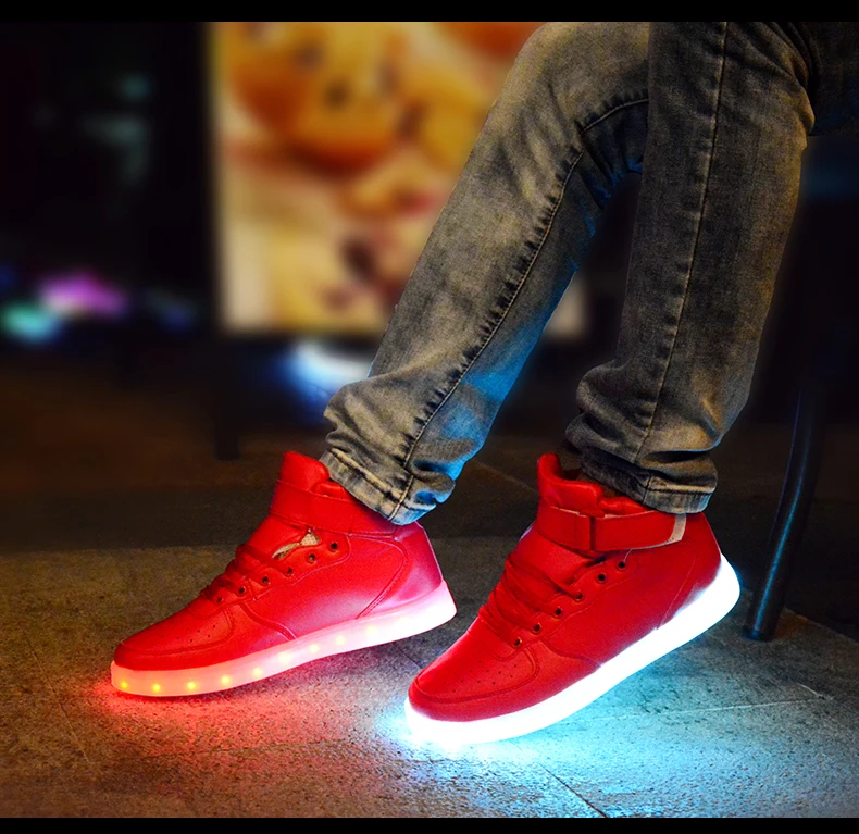 winter men shoes pu leather USB Charger glowing sneakers Lighted shoes for lover Casual led shoes men Luminous Shoes 35-46