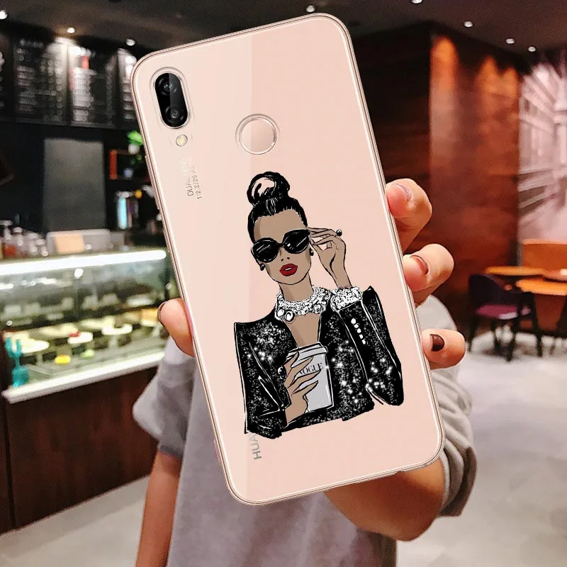 TPU Clear Soft Case For Huawei P30 Lite P30 Pro P20 Lite P20Pro Mate 10 20 Pro Mate 20 Lite Black Brown Hair Baby Mom Girl Cover - Цвет: TPU