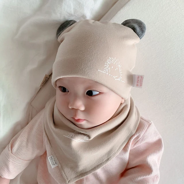 New Baby Beanie Autumn Winter Newborn Baby Hat for Girls Boys Cotton Baby Cap Scarf  4