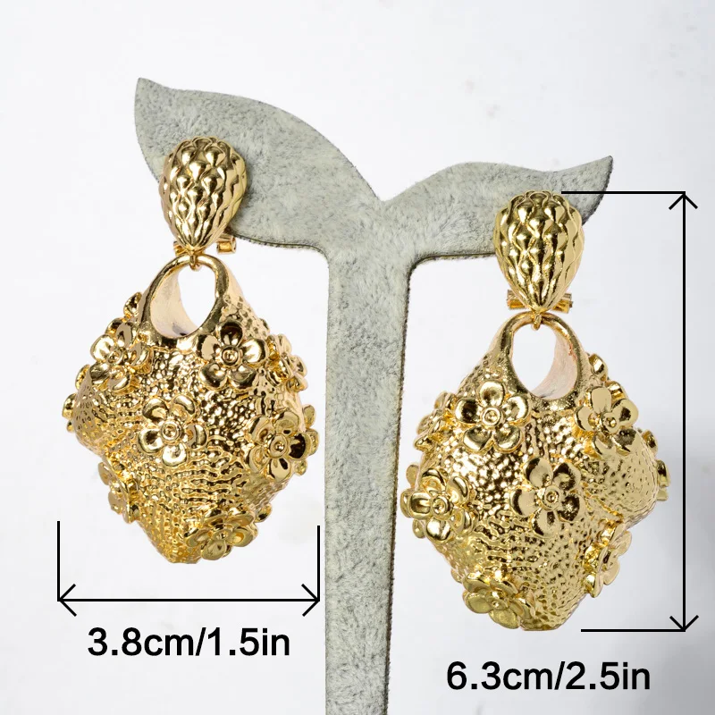Sunny Jewelry Fashion African Drop Dangle Earrings Big Hollow Design High Quality Gold Plated For Women Party Wedding Gifts