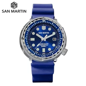 Image 1 - San Martin Tuna Diver Stainless Steel Men Automatic Mechanical Watch Date Windows Enamel Sunray Dial Fluorine Rubber Strap