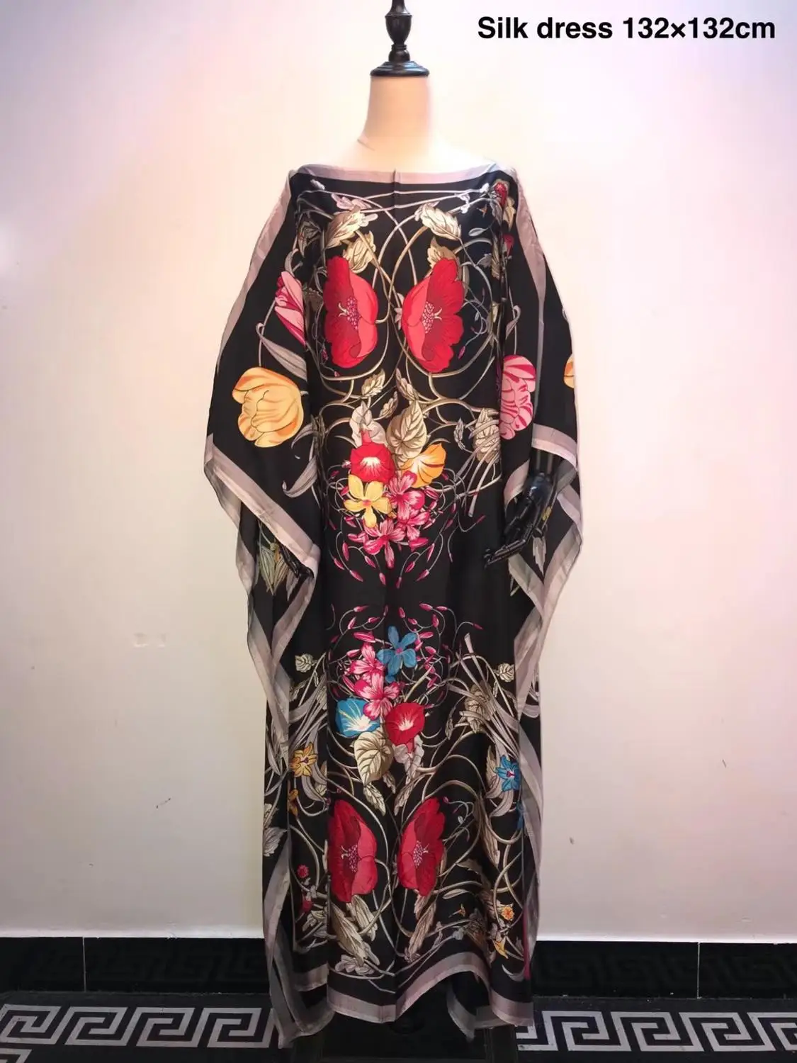 Unique European printed Silk KAftan Dresses length 132 cm x Bustline 132 cm  Beach dresses Dashiki African dresses for women