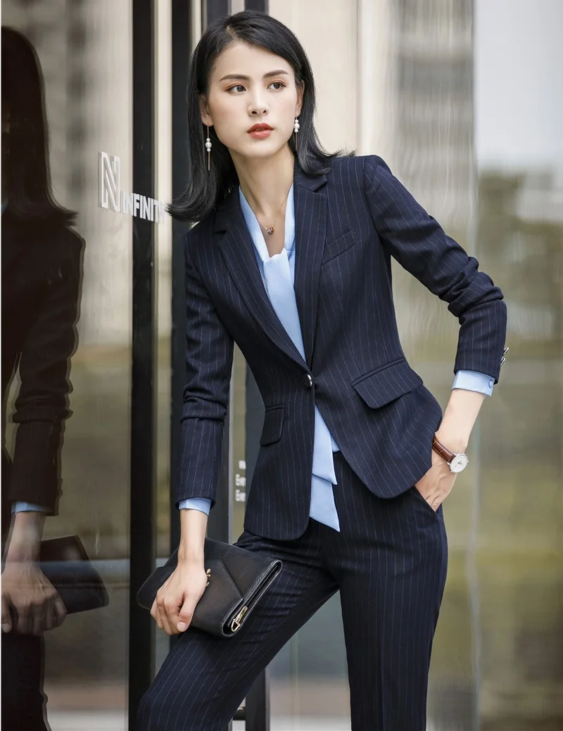 

High Quality Fabric Formal Uniform Designs Business Suits With Blazers and Pants OL Styles Women Work Wear Pantsuits Pants Suits