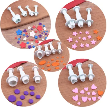 

3Pcs/Set Icing Sugar Craft Mould Geometry Cookie Pastry DIY Baking Tools Plastic Star Shape Embossed Kitchen Cake Decor Tools
