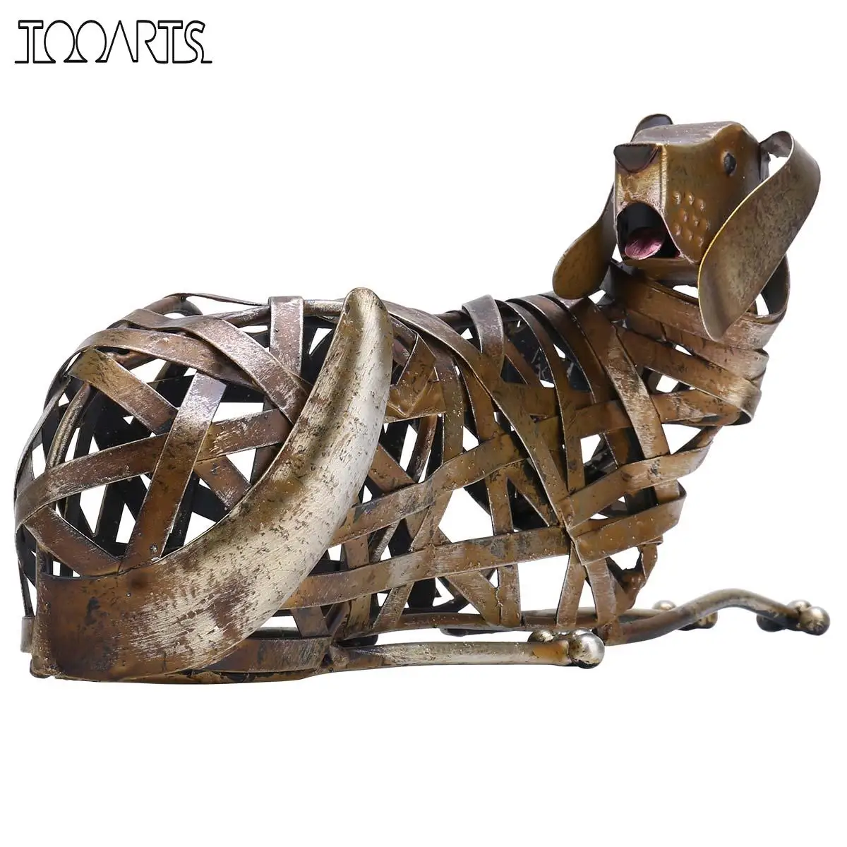 Tooarts Braided Dog Sculpture Modern Iron Ornament Creative Figurine Handmade Craft Special Animal home accessories | Дом и сад