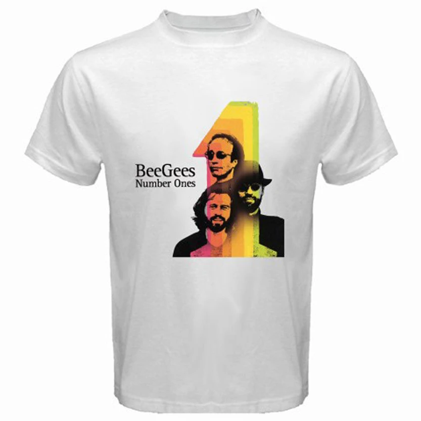 Новый Bee Gees Number Ones альбом поп-рок мужская белая футболка Размеры S-3Xl веселое Harajuku |
