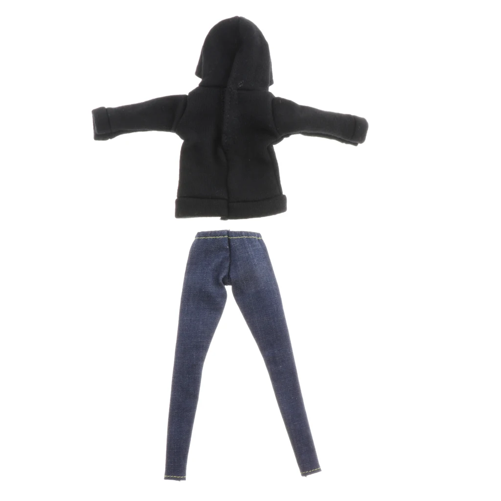 1:6 Scale Fashion Long Sleeve Hoodie and Tight Jeans Trousers For Blythe BJD Baby Girl Dolls Dress Up Replacement