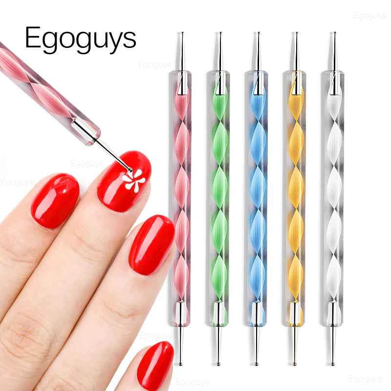 5pcs/Set Nail Art Dotting Tools Dots Pen Picking Rhinestones Gems Picker  Flower Painting Drawing UV Gel Polish Brushes Manicure