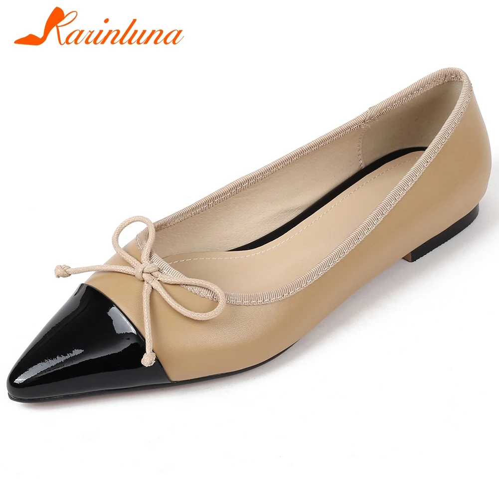 

Karinluna 2020 Hot Sale High Quality Ballet Flats Woman Shoes Pointed Toe Slip-On Mixed Colors Bowtie Spring Shoes Women Flats