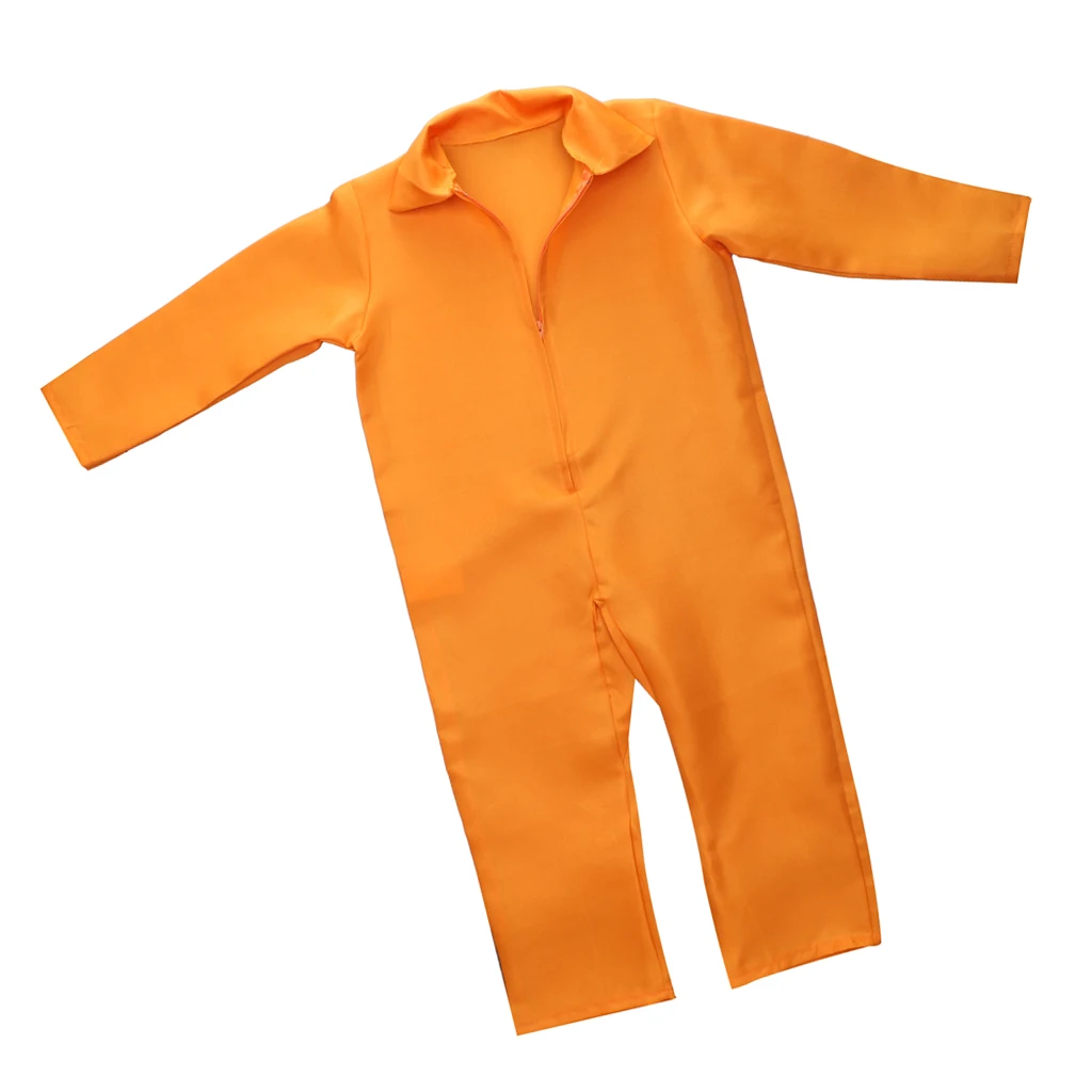 Convict Stag Do Party Fancy Costume Mens Boys Prisoner Overall Orange Jumpsuit 