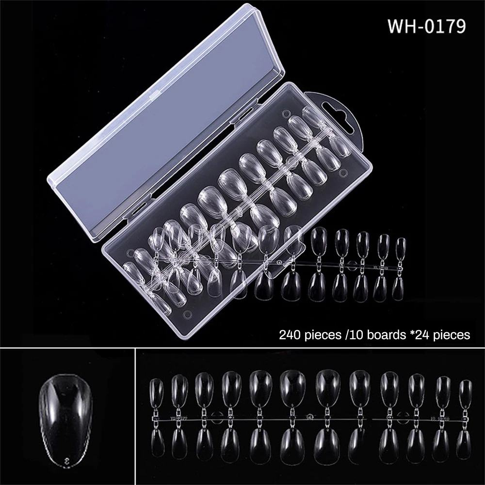 240 PCS/Box Professional Different Styles Acrylic Nail Tips Full Cover Ultra-Thin Matte Surface Polished False Nail Tips