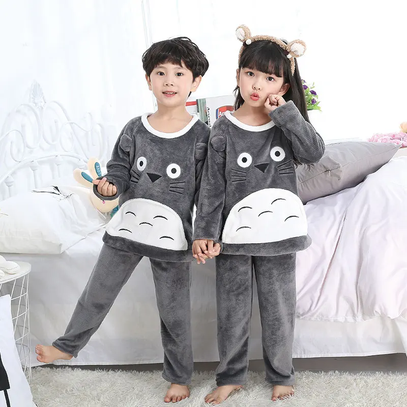 От 3 до 14 лет-зима, Детские фланелевые пижамы плотные теплые милые наборы с круглым вырезом для маленьких мальчиков и девочек, флисовые домашние наборы для мальчиков-подростков - Цвет: style 12