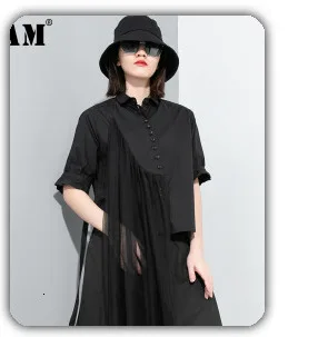 [EAM] 2020 New Spring Vintage O Collar Loose Three Quarter Sleeve Tops Full Length Pants Suit Summer Women Fashion Tide OA979