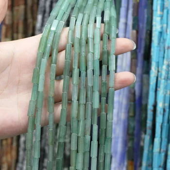 

Natural Stone Rectangular Scattered bead agates Green Aventurine string Beads for Jewelry Making DIY Necklace Bracelet 4x13mm
