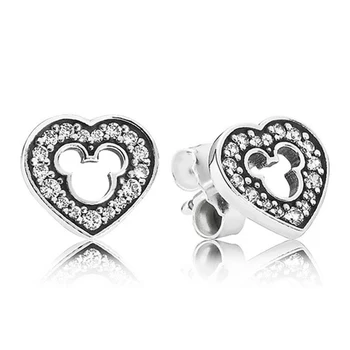 

Baofu New 925 Sterling Silver Ear Studs Simple Hollow Mickey European Aboriginal Earrings Ladies Gift High Jewelry