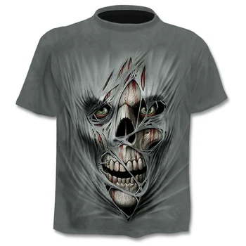 

Men's Horror T-shirt Skull Head Graphic T-shirt Fashion 3D Shirt Summer T-shirt Men's O-Neck Shirt Boy Plus Size Streetwear