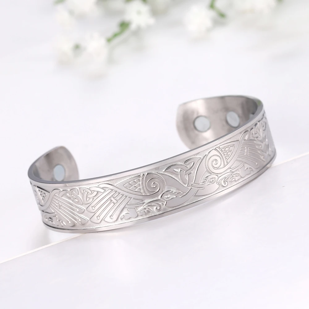 Phoenix bangle 3 Myshape здоровье Магнитная терапия 316L браслеты из нержавеющей стали Тотем Феникса Викинг Браслет-манжета Wiccan браслет-амулет - Окраска металла: Phoenix bangle 3