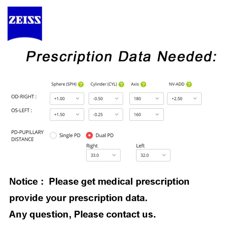 Zeiss Progressive Lens 1.50 1.60 1.67 1.74 Multifocal Glasses Lenses ( Need  Full Prescription Data Customize) - Eyeglasses Lenses - AliExpress