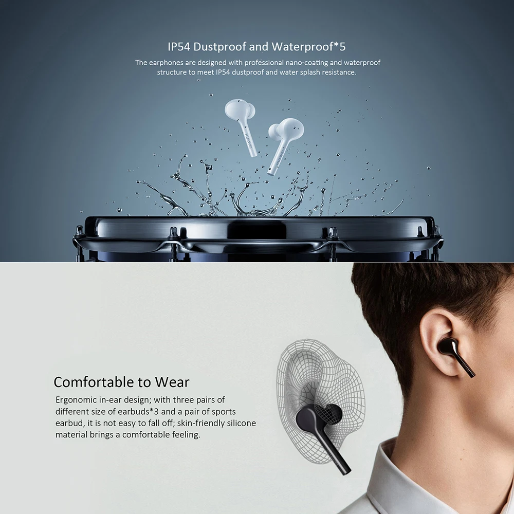 HUAWEI FreeBuds Lite/Enjoy беспроводные наушники стерео наушники водонепроницаемые IP54 наушники голосовое Сенсорное управление Bluetooth наушники