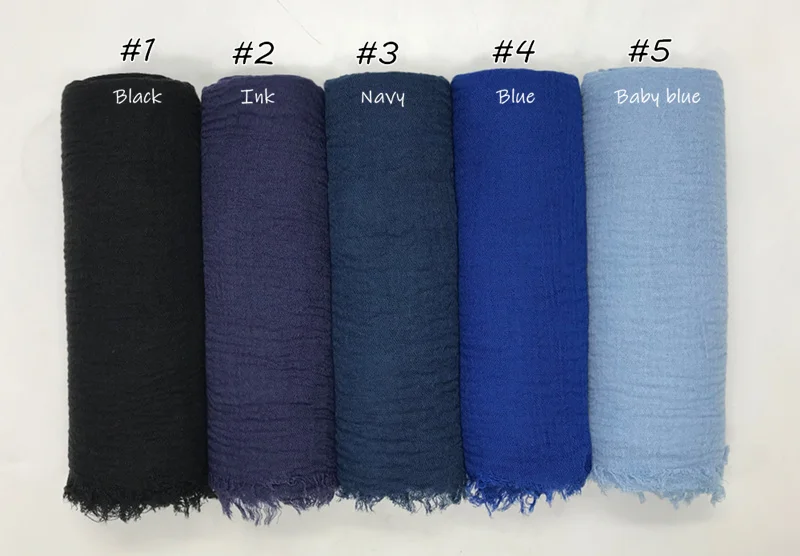 number 1-5 color 50 шт./партия) женский Макси Твердый Шарф пузырьковый простой мусульманский хиджаб шарфы пашмины фуляр шали бандана модный головной платок большие обертывания - Цвет: number 1-5 color